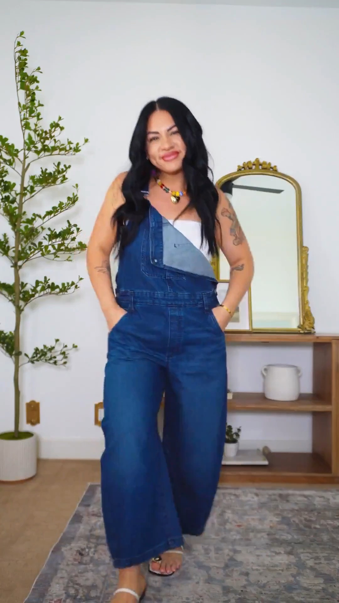 i’m a size large in all amazon
large in the walmart overalls 
medium in the target strapless top
large in wrangler tee

Outfit haul, fashion haul, midsize fashion, wrangler, strapless bras, tori block