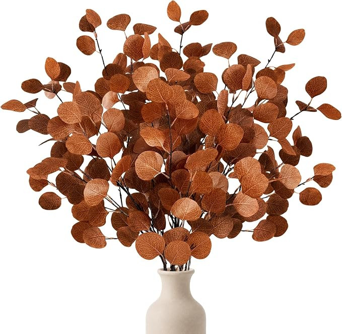 Fall Decor Artificial Eucalyptus Stems 6Pack 35.4" Autumn Leaves Branches | Amazon (US)