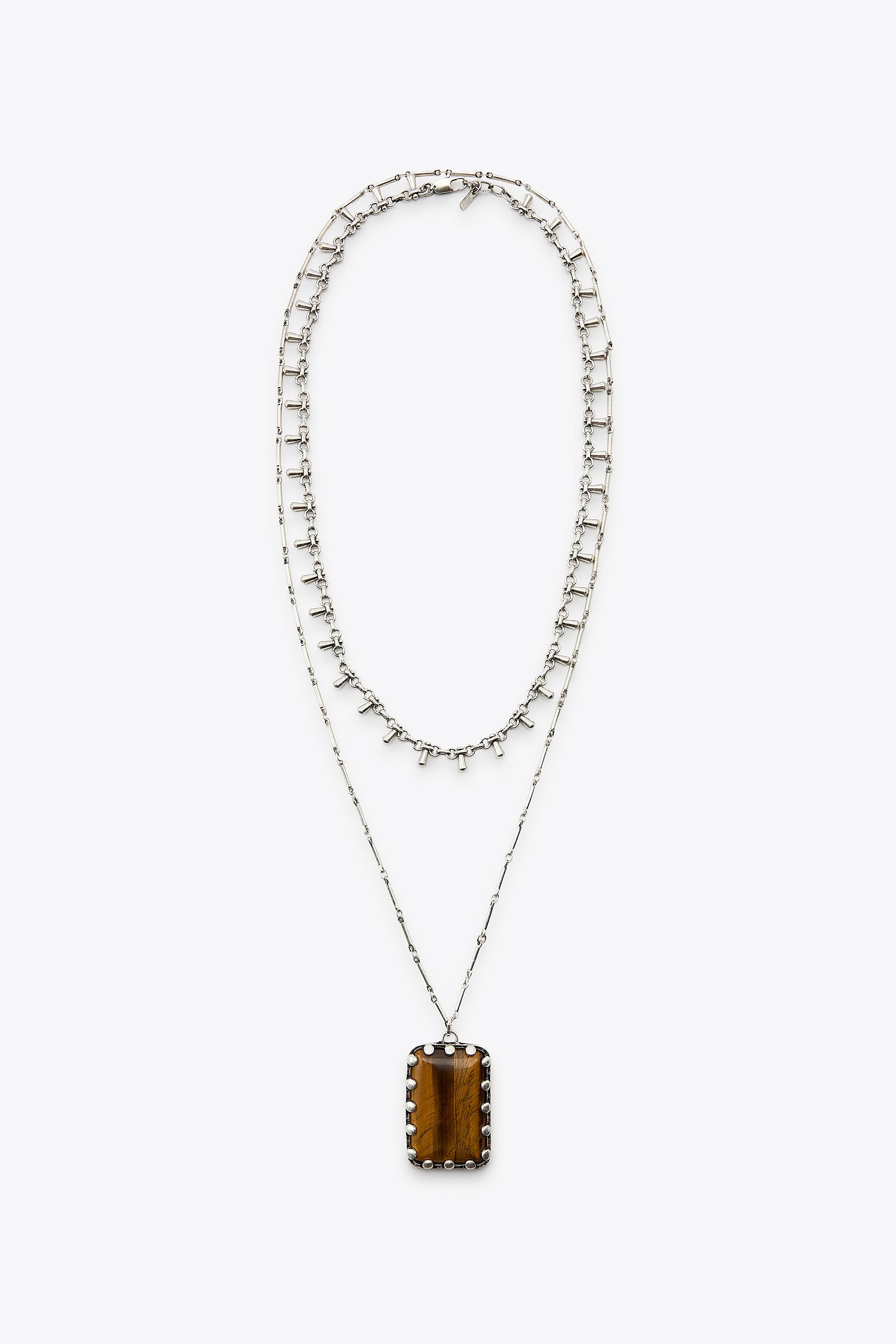 PACK OF 2 LINK AND STONE NECKLACES | Zara US