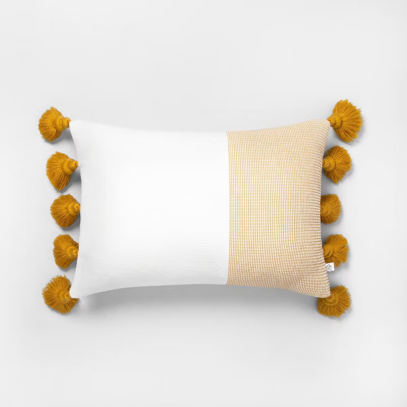 14" x 20" Textured Colorblock Lumbar Pillow - Hearth & Hand™ with Magnolia | Target