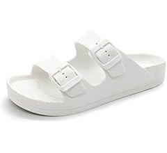 LUFFYMOMO Adjustable Slip on Eva Double Buckle Slides Comfort Footbed Thong Sandals for Womens | Amazon (US)