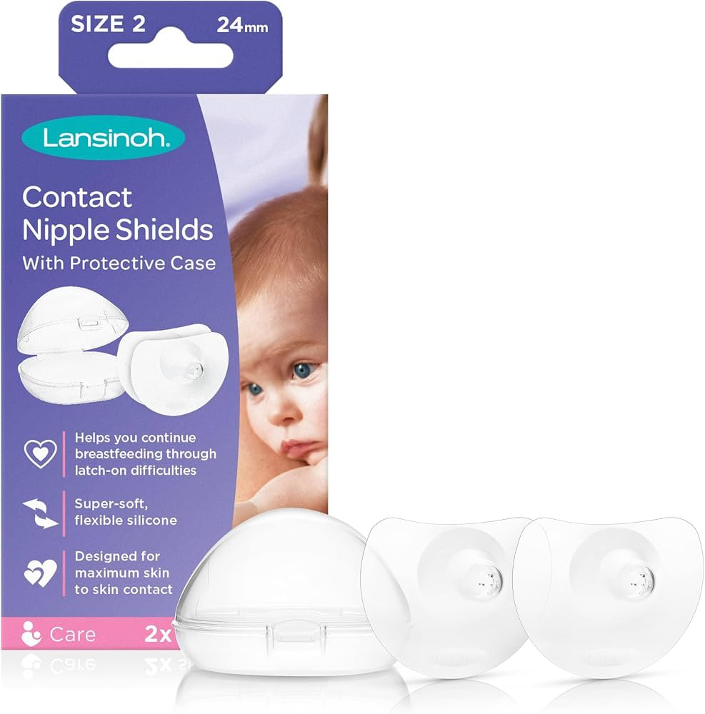 Lansinoh Contact Nipple Shields for Breastfeeding, 2 Nipple Shields (24mm) and Case | Amazon (US)
