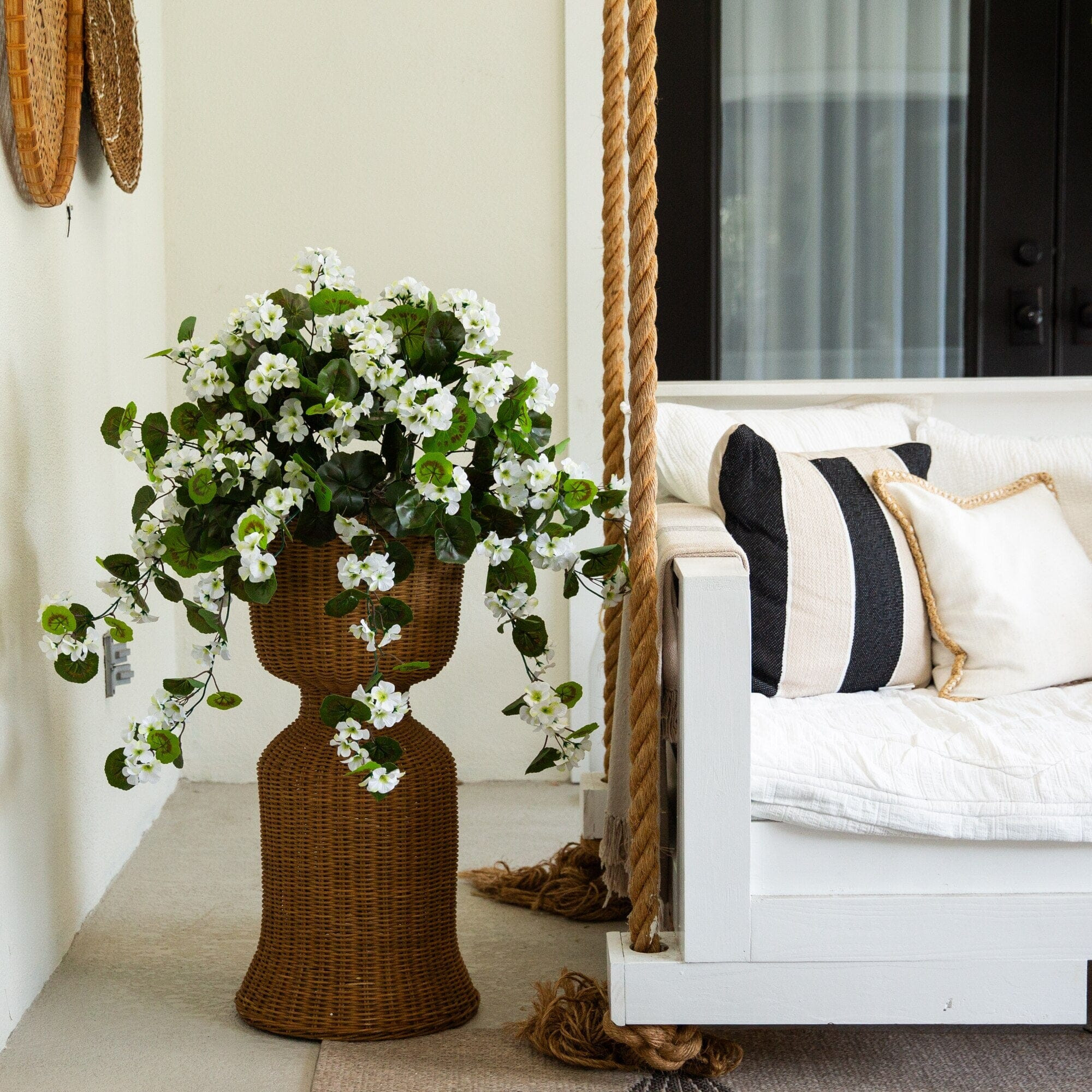 29" UV Resistant Artificial Geranium Hanging Plant (Indoor/Outdoor) - | Nearly Natural