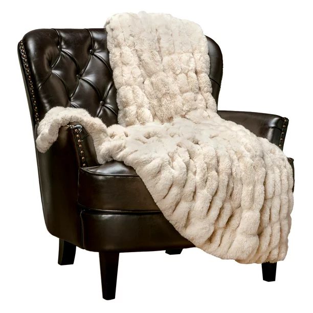 Chanasya Ruched Royal Faux Fur Throw Blanket - Fuzzy Plush Elegant Blanket for Sofa Chair Couch a... | Walmart (US)