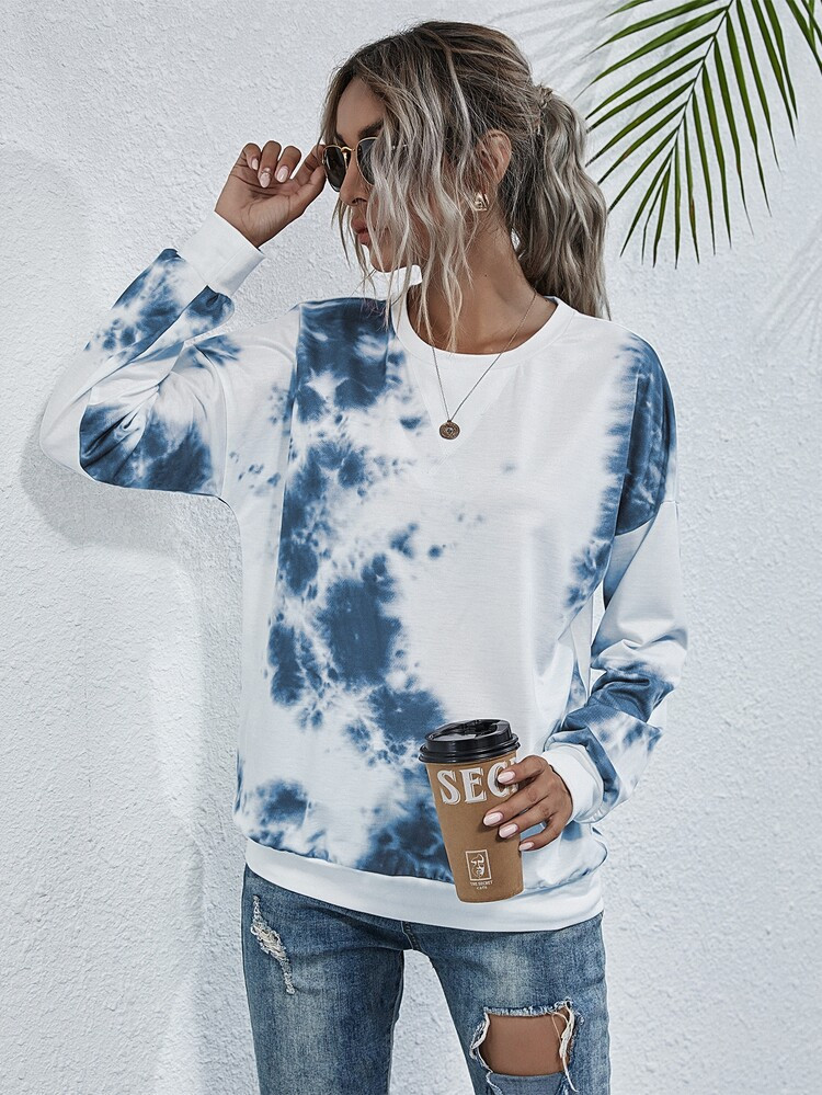 Tie Dye Round Neck Sweatshirt | SHEIN