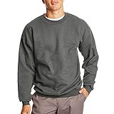 Hanes Men's Crew Neck Ultimate Cotton Heavyweight, Long Sleeve,Charcoal Heather, Small | Amazon (US)