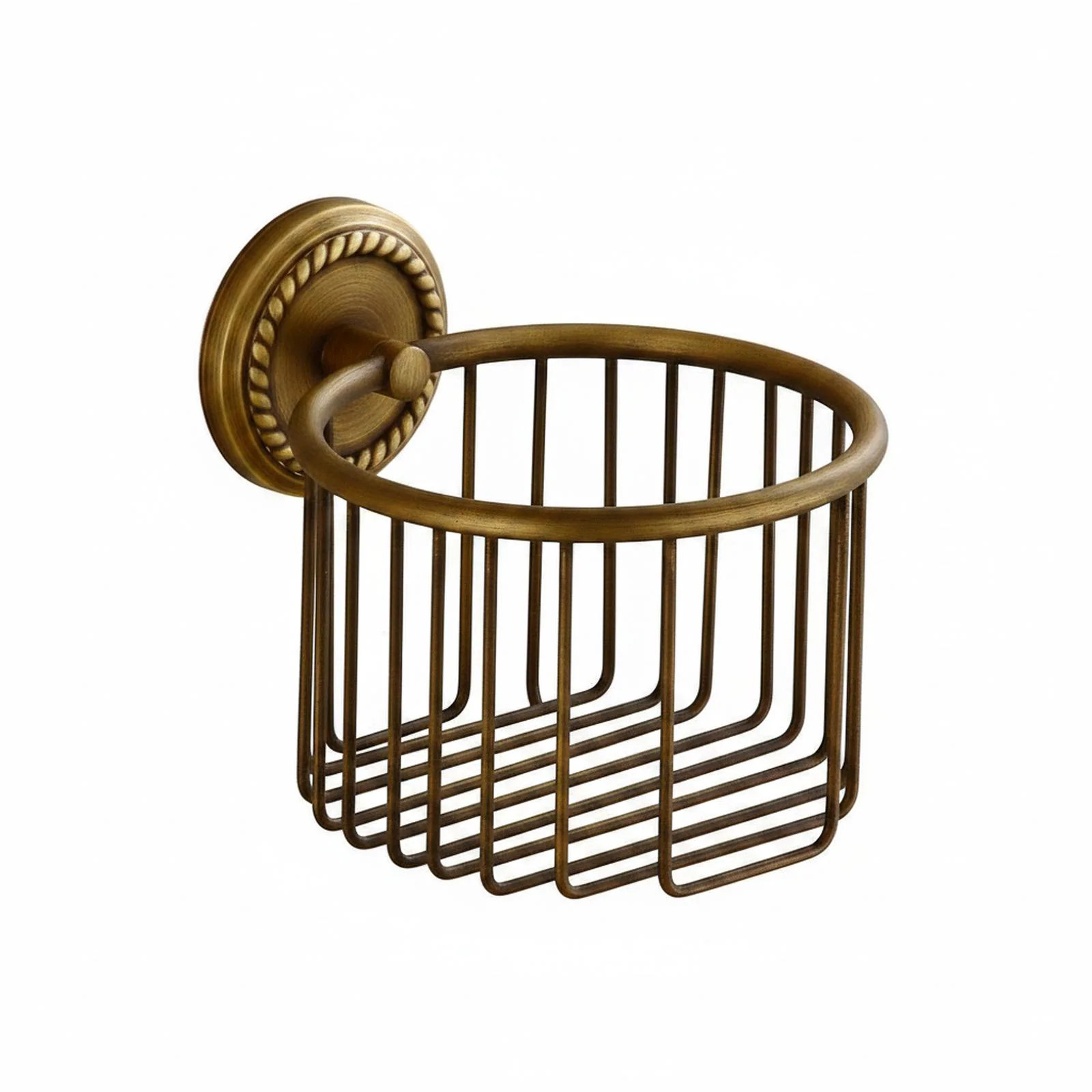 Paradigms Interiors Antique Brass Vintage Wall Mounted Toilet Paper Holder Basket one_size | 514068538929 | Lowe's