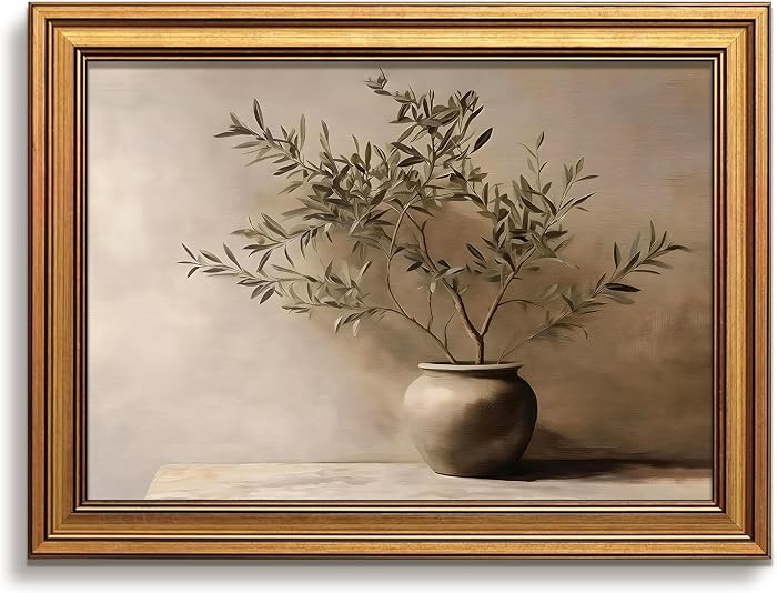 Vintage Botanical Wall Art, Gold Framed Olive Tree Paintings Wall Decor, Modern Farmhouse Still L... | Amazon (US)