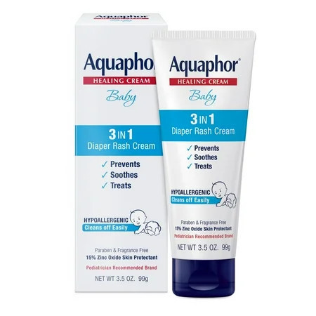 Aquaphor Baby Diaper Rash Cream with Zinc Oxide, Hypoallergenic, Paraben and Fragrance Free, 3.5 oz | Walmart (US)