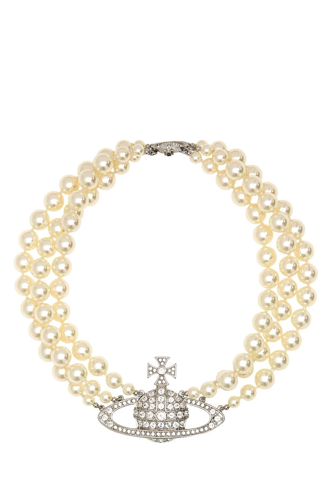 Vivienne Westwood Bas Relief Three-Row Embellished Necklace | Cettire Global