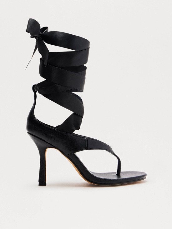 Black Satin Wrap High-Heel Sandal | Poshmark