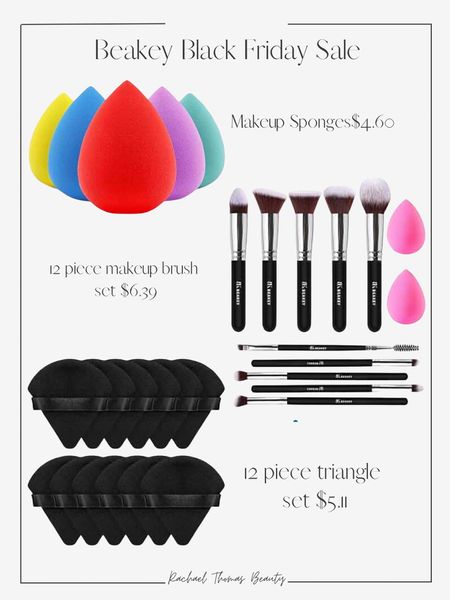 Beakey Black Friday Sale. Up to 75% off! 

5 piece beauty sponges $4.60 with code PRIME20BK and and extra 10% off coupon 

12 piece makeup brush set $6.39 with code PRIME20BN

12 piece triangle puff set $5.11 with code PRIME20BK

#LTKsalealert #LTKbeauty #LTKCyberWeek