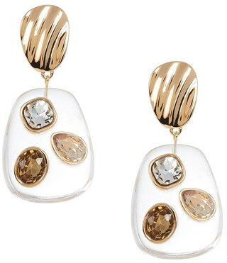 Gemma Layne Wavy Metal Stud Stone Clear Bead Drop Statement Earrings - Gold/Multi | Dillard's