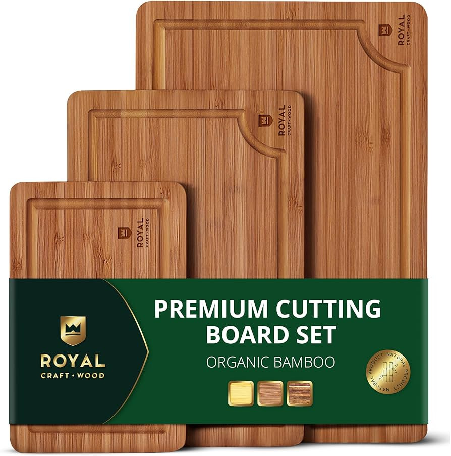 ROYAL CRAFT WOOD Premium Cutting Board Set – Carbonized Bamboo & Wooden Cutting Boards for Kitc... | Amazon (US)
