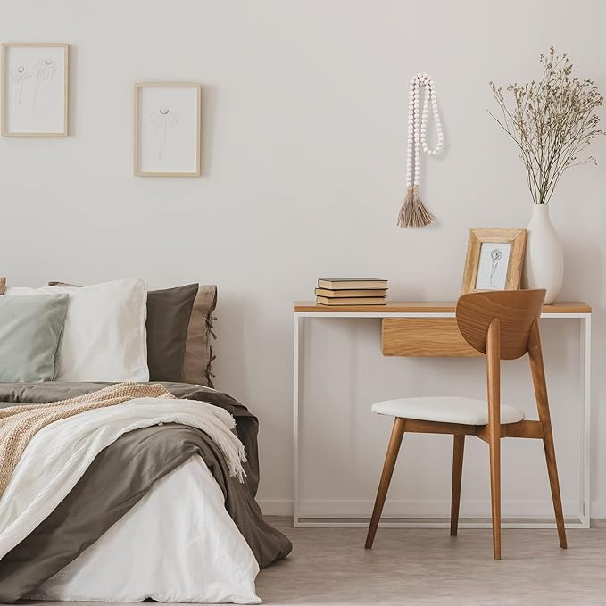 Farmhouse Beads 58in Wood Bead Garland with Tassels Rustic Country Decor Prayer Boho Beads Big Wa... | Amazon (US)