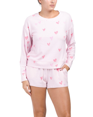 Heart Long Sleeve Top And Shorts Set | TJ Maxx
