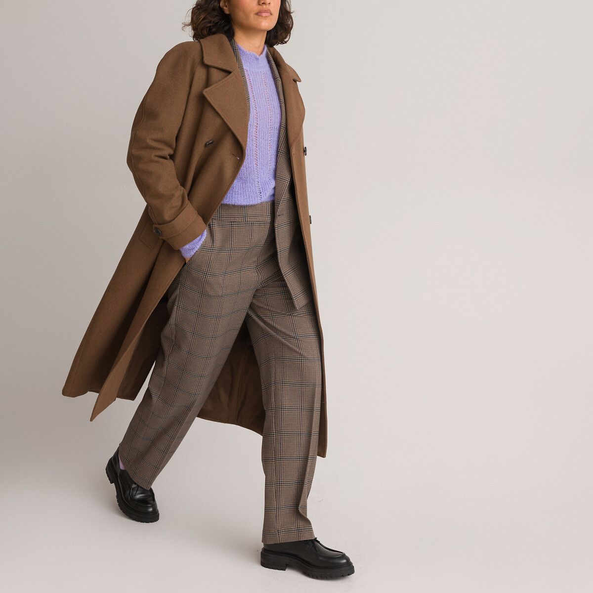 Manteau boutonné, en drap de laine | La Redoute (FR)