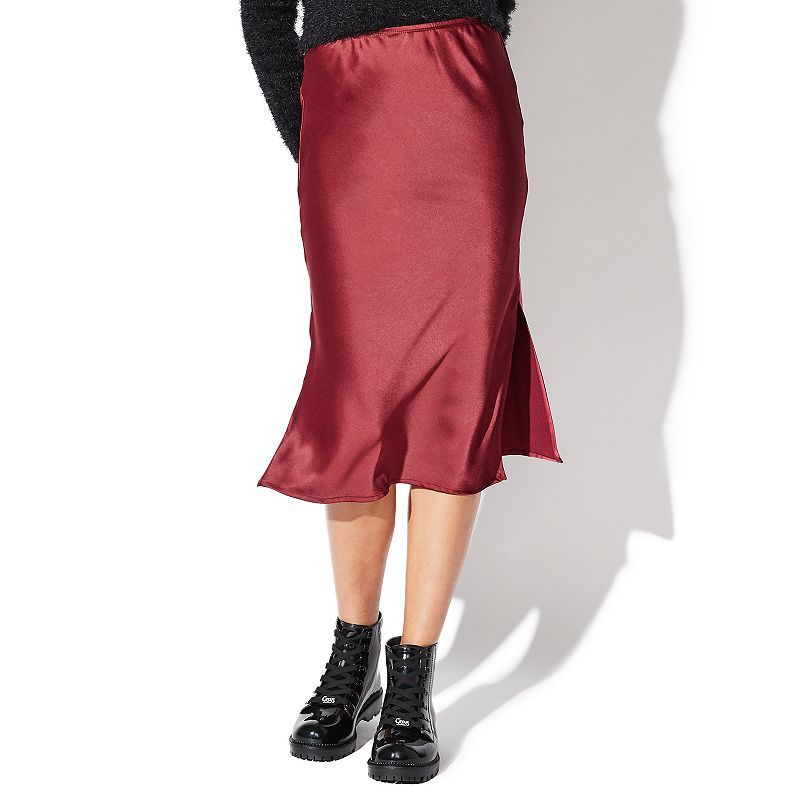 Juniors' Vylette Bias Midi Satin Skirt, Girl's, Size: Large, Drk Purple | Kohl's