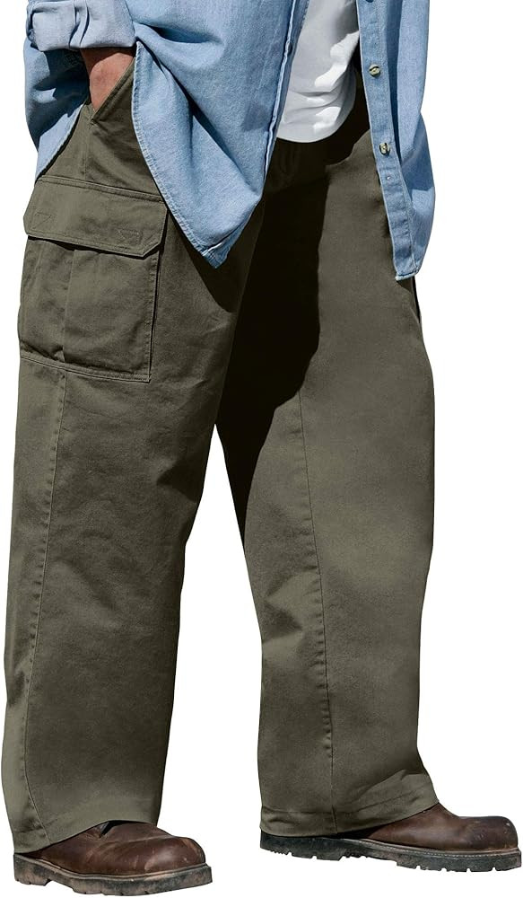 Boulder Creek by Kingsize Men's Big & Tall Renegade Side-Elastic Waist Cargo Pants | Amazon (US)