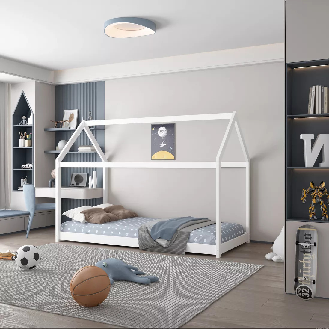 Beds | House Bed Children Kids White Wood 3FT Single Mattress New | KOSY KOALA | Debenhams UK