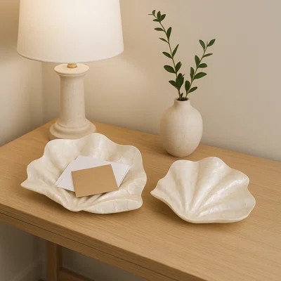 Shell-Inspired Decorative Bowl With Wavy Edge - Modern Bowl Evokes Seashell Elegance And Relaxed Home Decor Charm - Minimalist Accent Bowl For Nautica | Wayfair North America