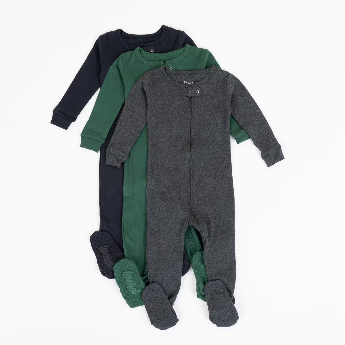Leveret Boys Cotton Baby Footed Pajamas – 3 Pack – Deep Tone Solids Sleepers | Target