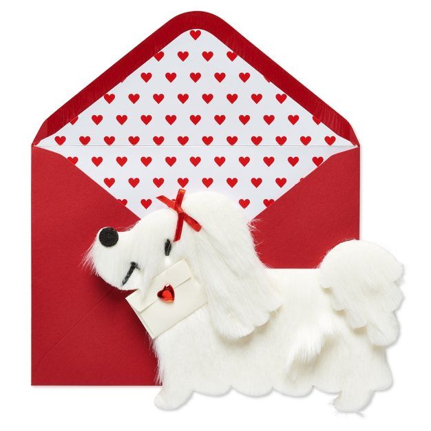 Fur Dog with Letter Valentine&#39;s Day Card White - PAPYRUS | Target