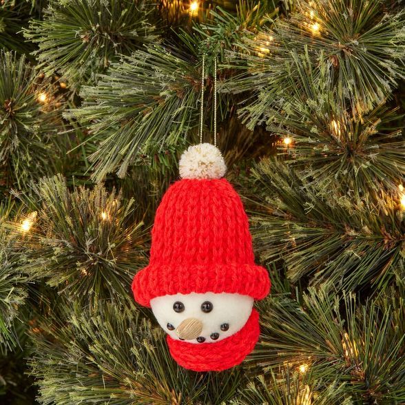 Knit Snowman Head Christmas Tree Ornament Red - Wondershop™ | Target