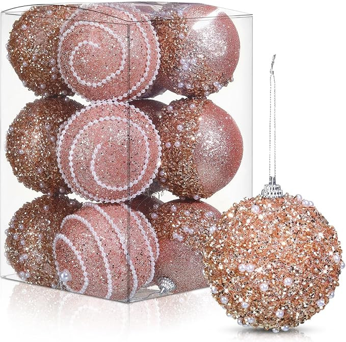 Liliful 12 Pcs Christmas Ball Ornaments Christmas Tree Decorations Shatterproof Foam Glitter Ball... | Amazon (US)