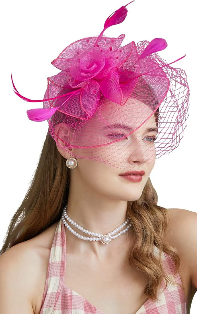 Fascinators Hats 20s 50s Hat Pillbox Hat Cocktail Tea Party Headwear with Veil for Girls and Wome... | Amazon (US)