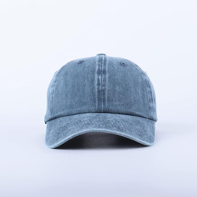 LANGZHEN Unisex Baseball Cap 100% Cotton Fits Men Women Washed Denim Adjustable Dad Hat | Amazon (US)