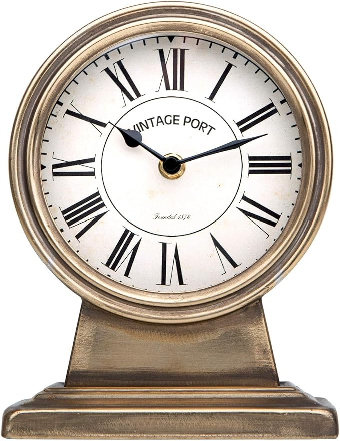 NIKKY HOME Vintage Gold Table Clock, Silent Non-Ticking Battery Operated Rustic Desk Clock for Li... | Amazon (US)