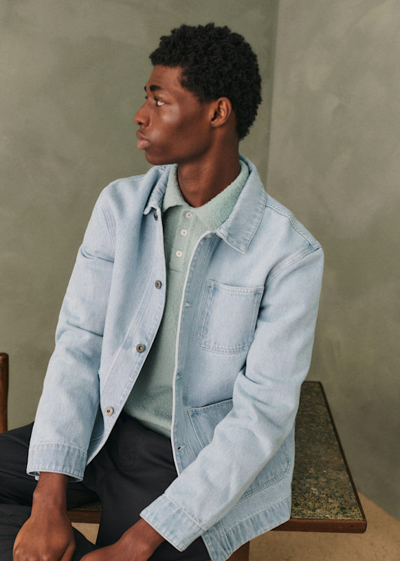 Jaxon Jacket - Bleached Denim  - Cotton - Sézane | Sezane Paris - US
