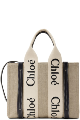 Beige & Black Small Woody Tote | SSENSE