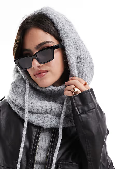 Pieces oversized balaclava snood in light grey melange | ASOS | ASOS (Global)