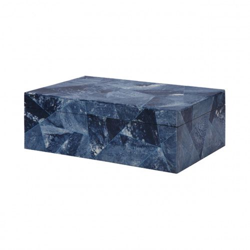 Worlds Away Kenmore Decorative Box with Blue Bone Triangular Pattern | Gracious Style