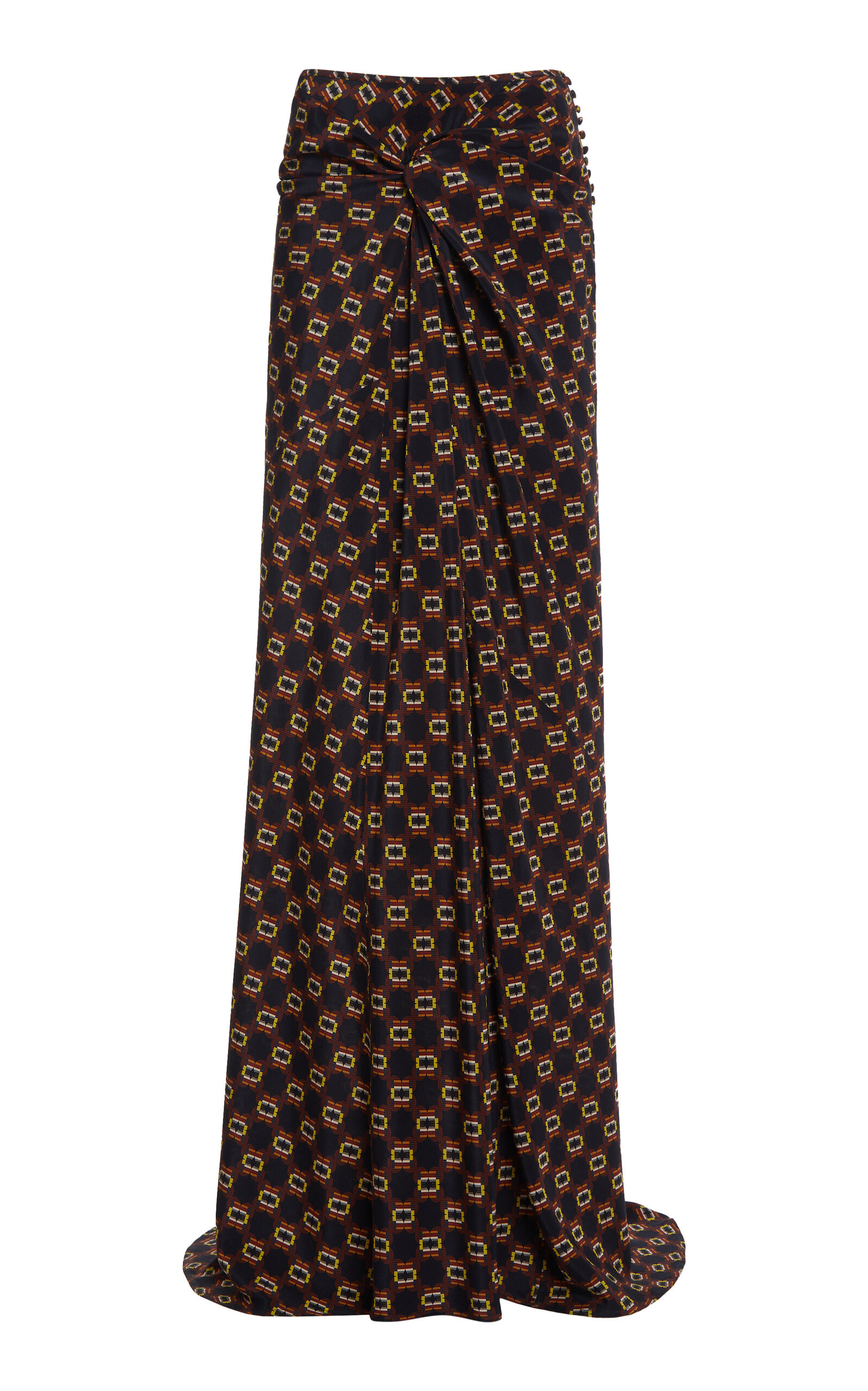Dries Van Noten - Smila Knot-Detailed Silk Crepe De Chine Maxi Skirt - Navy - FR 36 - Moda Operandi | Moda Operandi (Global)