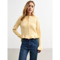 New Look Light Yellow Frill Hem Knitted Cardigan | Very (UK)
