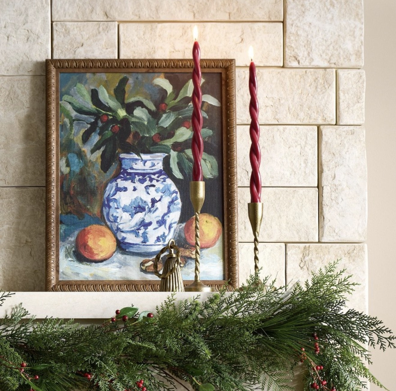 Classic holiday styling with a Studio McGee touch ✨ Twisted tapers, soft greenery, and timeless art make this mantel feel elevated but still cozy.

#LTKHome #LTKGiftGuide #LTKHoliday