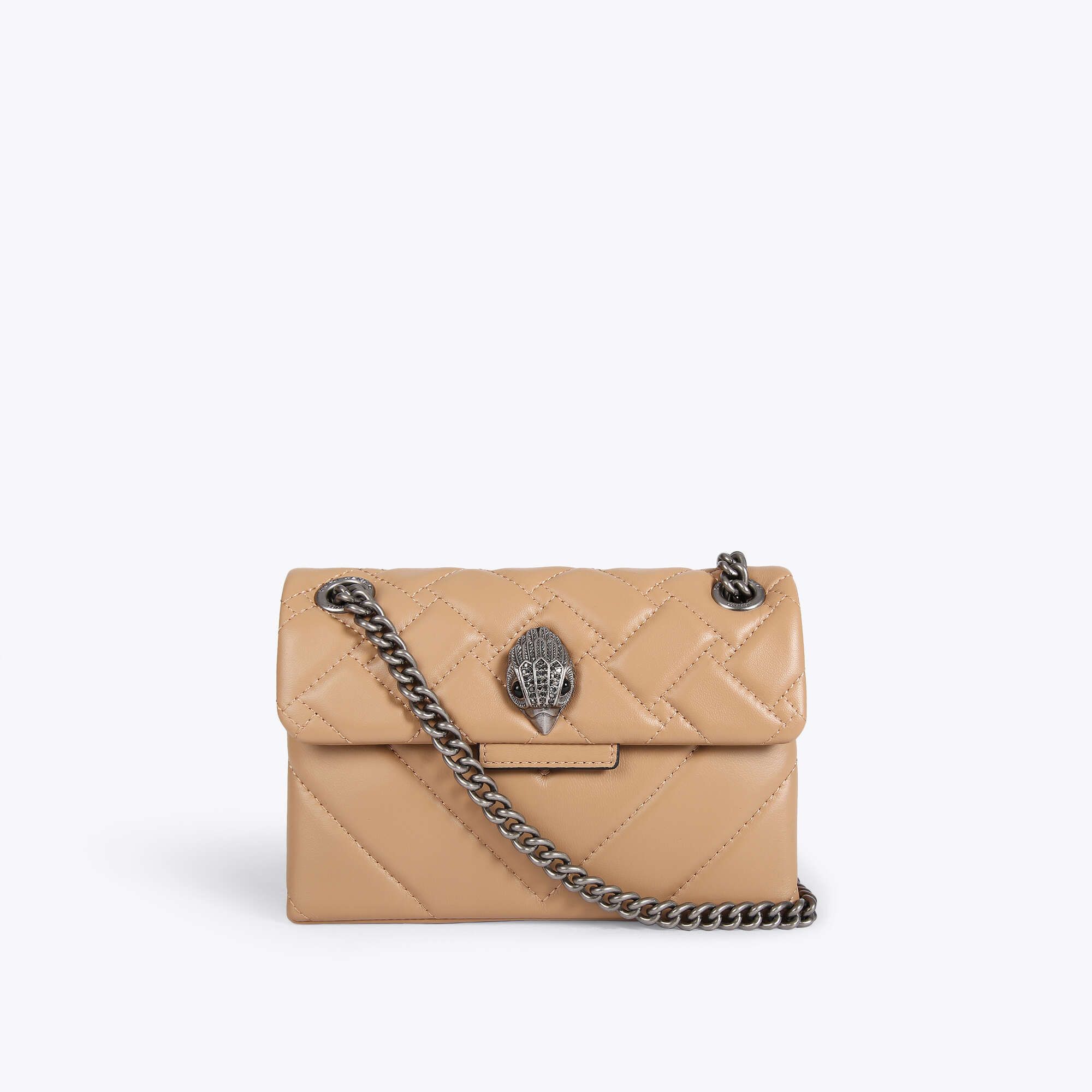 MINI KENSINGTON X BAG Camel Quilted Leather Mini Bag by KURT GEIGER LONDON | Kurt Geiger (Global)