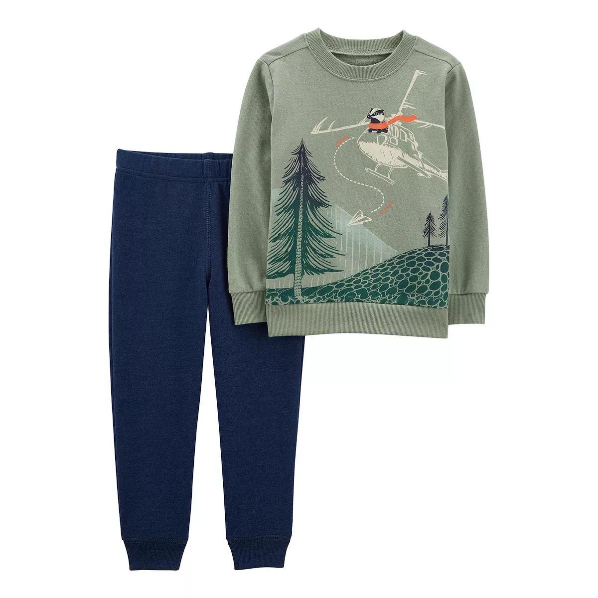 Baby Boy Carter's Badger Helicopter Pullover Top & Jogger Pants Set | Kohl's
