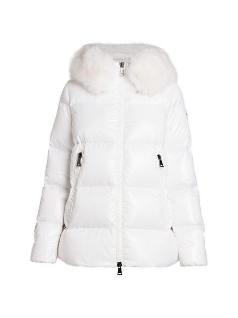 Laiche Faux Fur Trim Mid Length Shiny Nylon Quilted Down Jacket | Saks Fifth Avenue