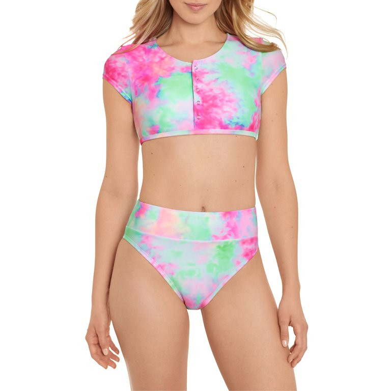 No Boundaries Juniors Tie Dye Crop Swimsuit Top | Walmart (US)
