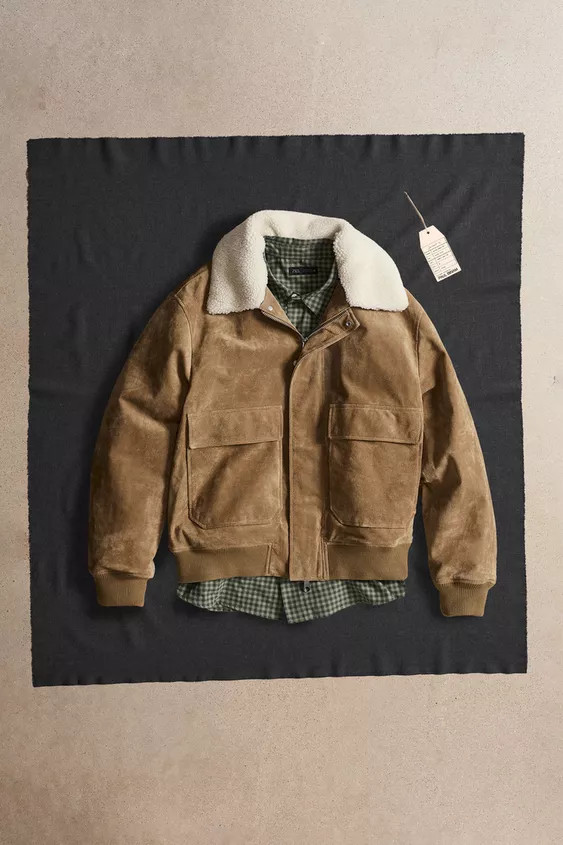 CAZADORA PIEL ANTE COMBINADO BORREGUILLO | Zara DE