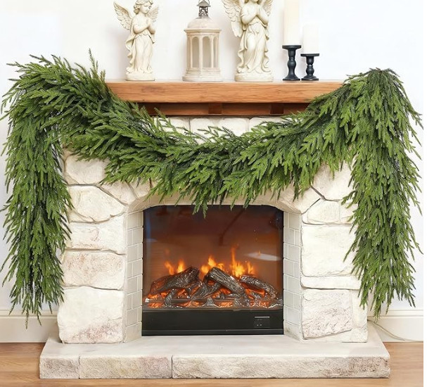 5FT Christmas Artificial Norfolk Pine Garland for Fireplace - Realistic Faux Greenery Fake Garland for Holiday,Table, Window,Mantel,Stairs, Home,Indoor Outdoor Decor (1PCS) christmas greenery garland for living room home decor  

 #LTKHoliday #LTKSeasonal #LTKHome