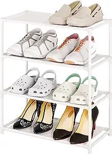 Vockot Small Shoe Rack 6-8 Pairs Sturdy Shoe Shelf 4-Tiers Narrow Stackable Shoe Organizer,Lightw... | Amazon (US)