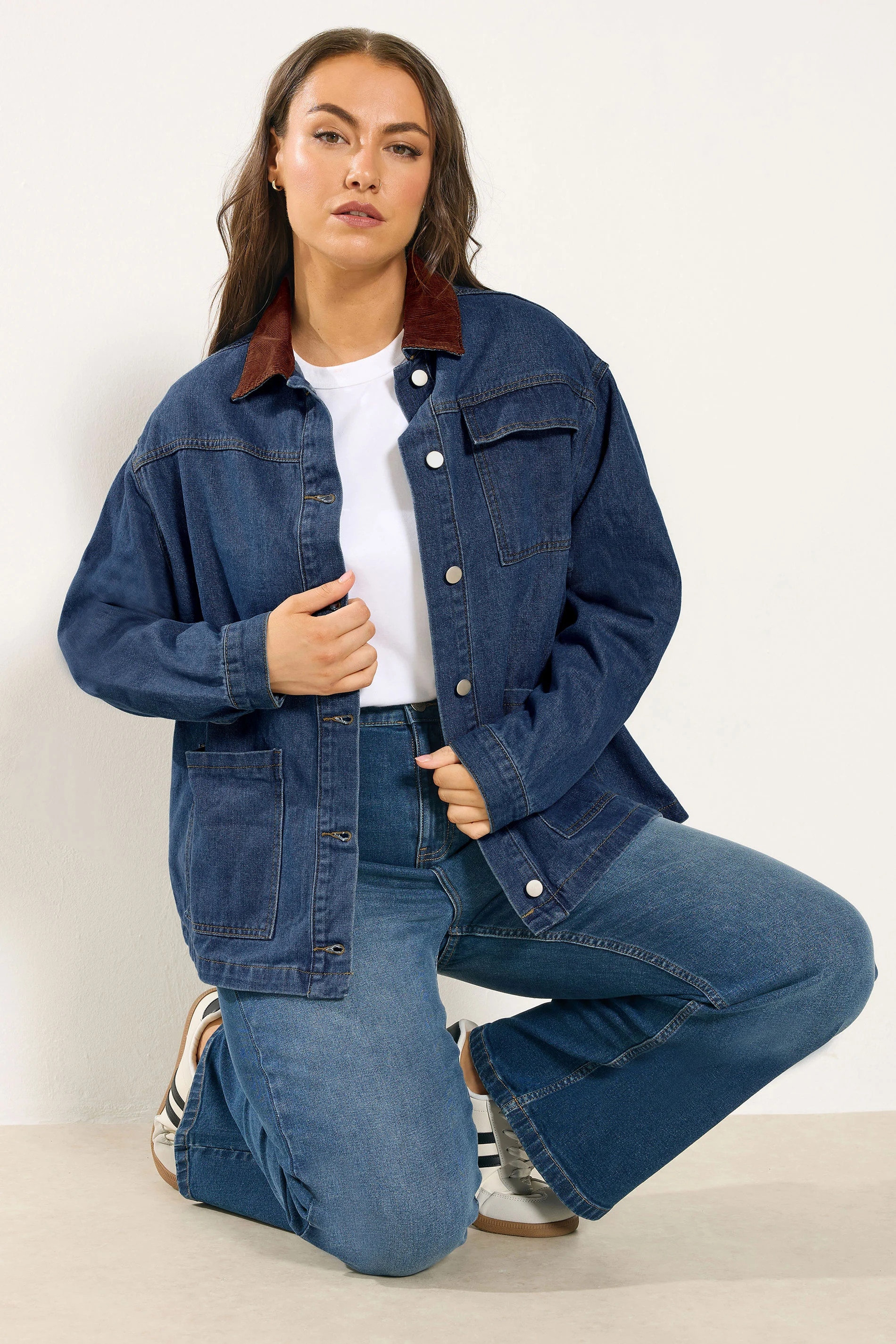 YOURS Plus Size Blue Cord Utility Denim Jacket | Yours Clothing UK