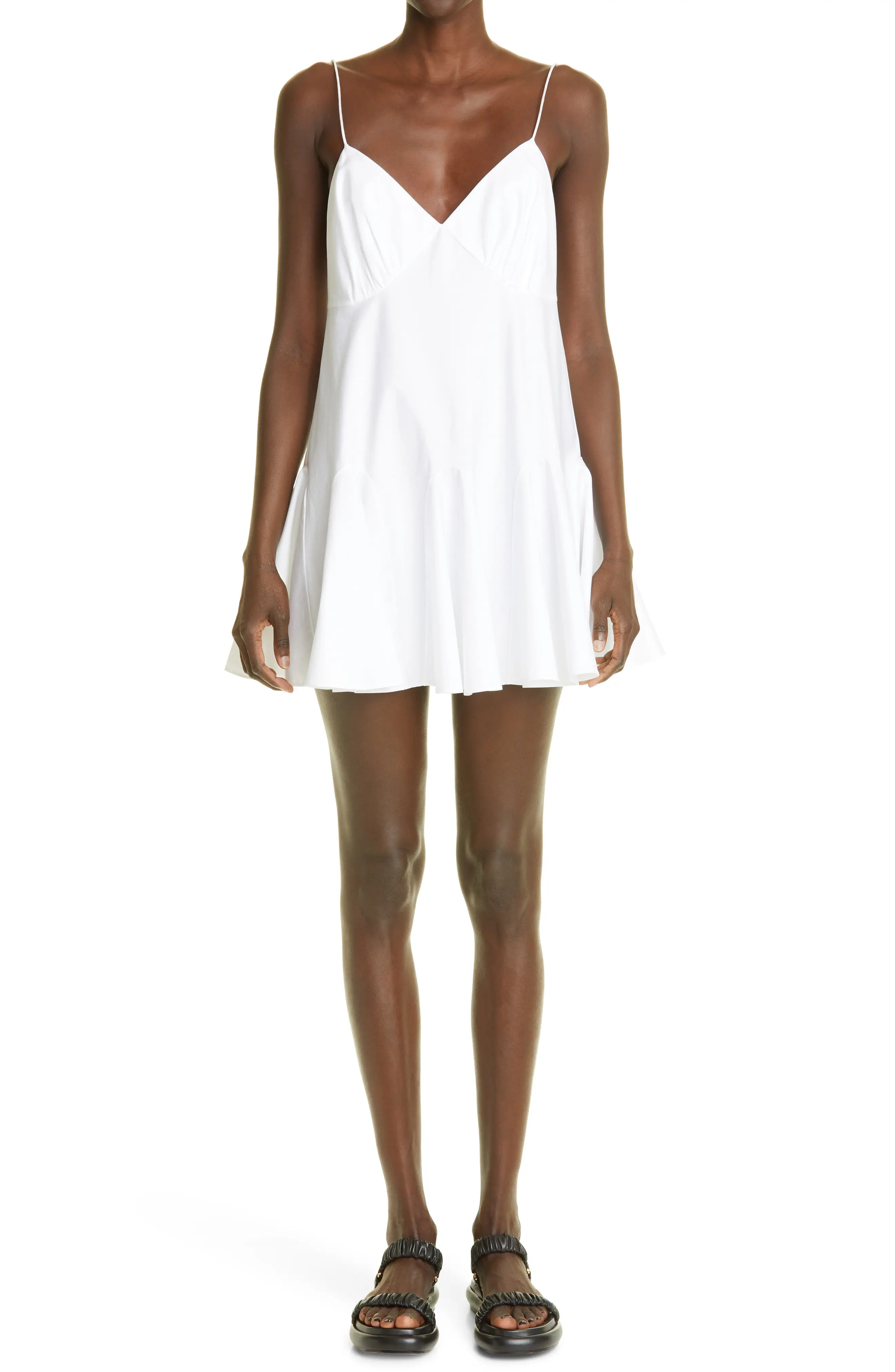 Khaite Liliana Cotton Twill Minidress in White at Nordstrom, Size Medium | Nordstrom