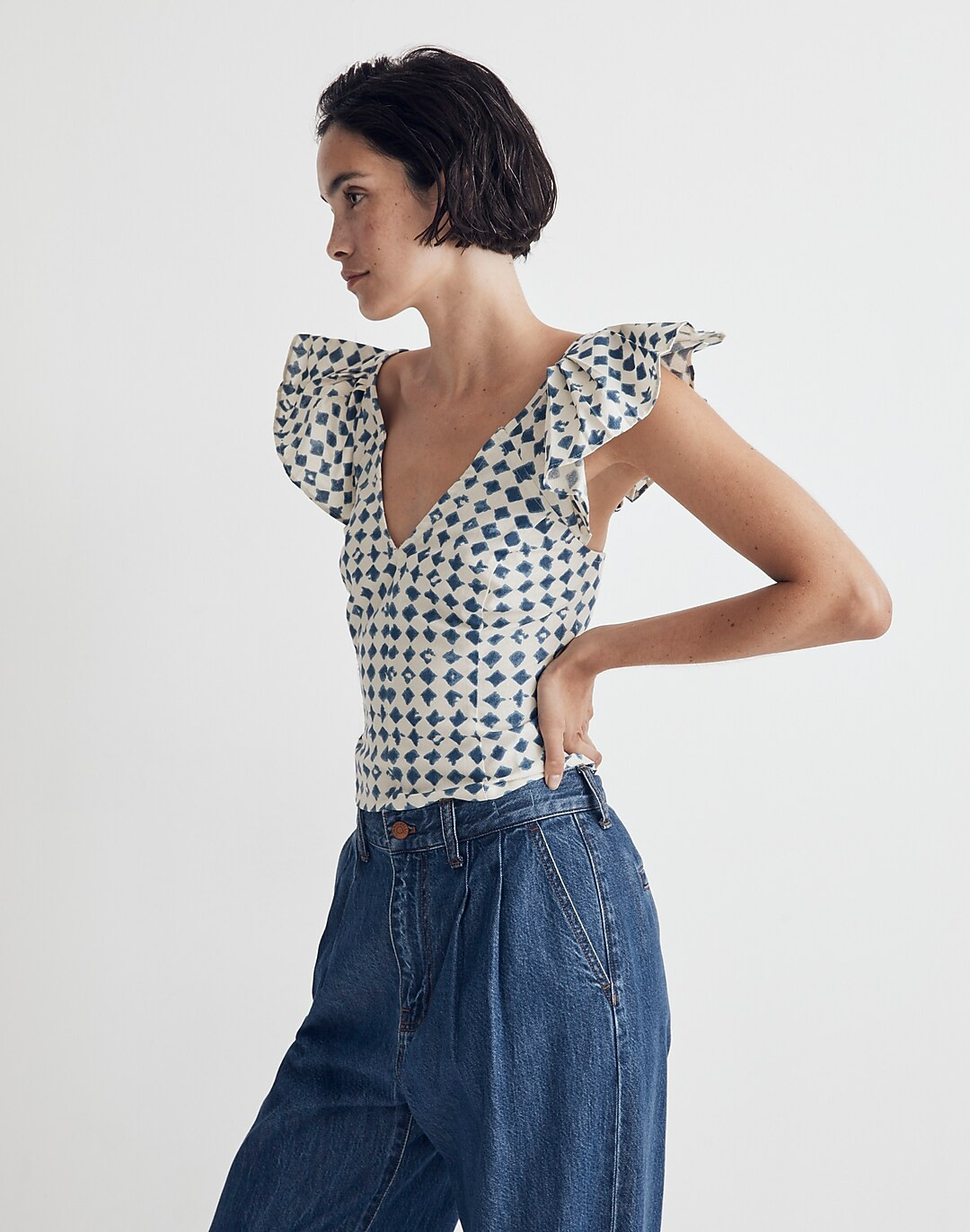 Shibori-Print V-Back Top | Madewell