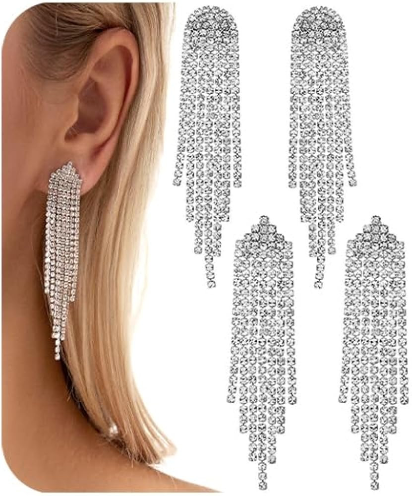 2 Pairs rhinestone earrings | Amazon (US)